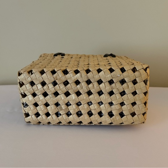 Esprit Black and Cream Woven Double Top Handle Bag - Picture 5 of 9